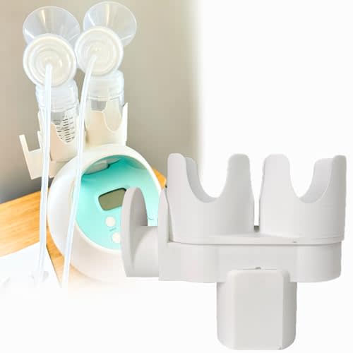 Breast Pump Bottle & Hose Holder for Spectra New S1/S2 (Section)- Dual Bottle Organizer with Hose Wrap Arm, Space-Saving Design, Tool-Free Easy Installation (White, New Breast Pump)