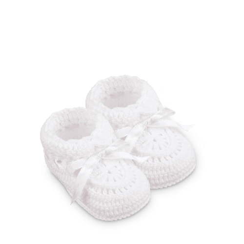 Jefferies Socks Baby Girls Boys Socks Hand Crochet Ribbon Crib Shoe Booties, 1 Pair