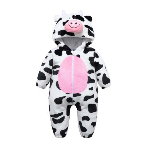 Baby Boys Girls Winter Hooded Bodysuit Pajamas, Fleece Sleepsuit for Fall Autumn Sleepwear