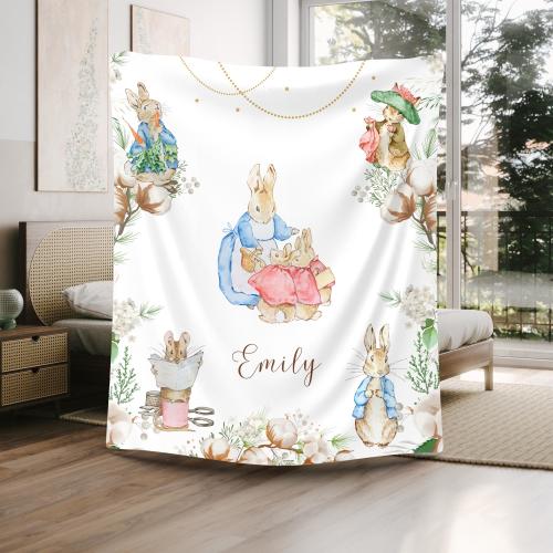 Peter Rabbit Blanket, Girls Nursery Blanket,Girls Nursery Decor,Baby Girl Gifts ,New Baby Girl Gifts,Boys Nursery Decor, Milestone Gift