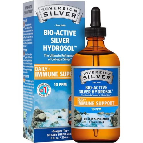 Sovereign Silver Immune Support - Colloidal Silver, Bio-Active Silver Hydrosol, 10 ppm, Liquid Dropper, 8 Fl Oz, (236 mL)