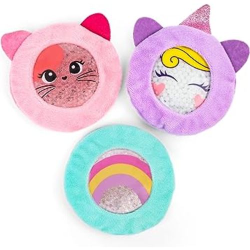 LotFancy Kids Ice Packs for Boo Boos, 3 Pack, Reusable Hot Cold Packs with Cute Plush Sleeves, Small Round Gel Beads Pads for Injuries, Headache, Fever, Wisdom Teeth, Pain Relief, 4.75”