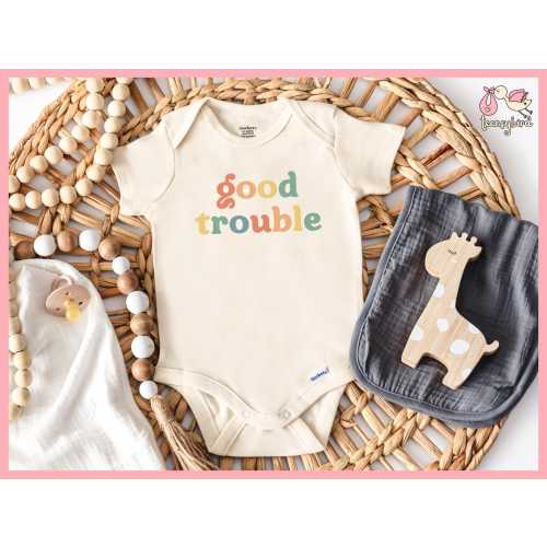 Good Trouble Onesie®, Social Justice Baby Bodysuit, Equal Rights Romper, Natural Cotton Baby Clothes, Empowerment Onesie®, John Lewis Quote