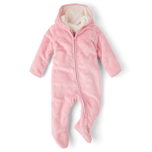 Baby Girls Faux Fur Bunting - Pink
