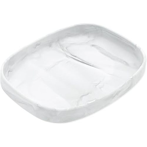 Bumkins Toddler and Baby Suction Plate, Silicone Grip Dish Large Tray for Big Kids, Fits Most Highchairs, Essential Children Feeding Supplies, Non Skid Sticky Bottom, Platinum Silicone, Marble
