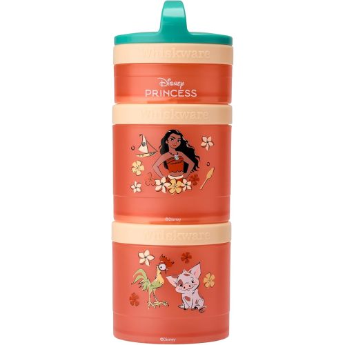 (Moana) DiSNEY PRINCESS Whiskware Stackable Snack Pack - 3 Jar + Handle - Blue/Orange/Pink