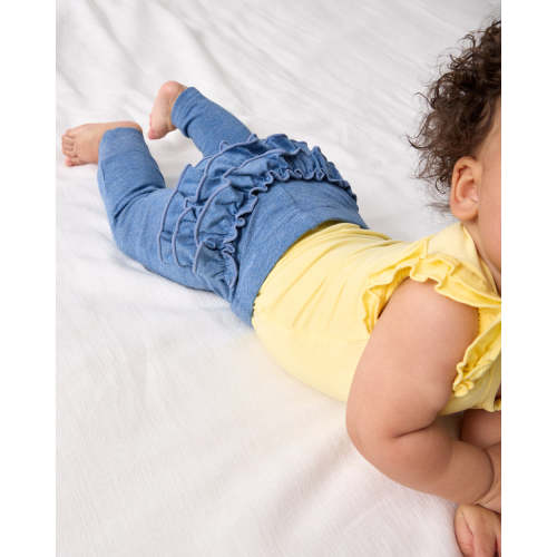 Heather Blue Ruffle Legging - Little Sleepies
