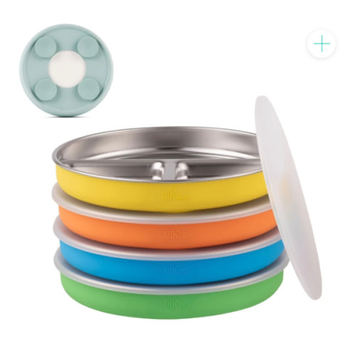 7.8" Stainless Steel Divided Plates with Suction Sleeve