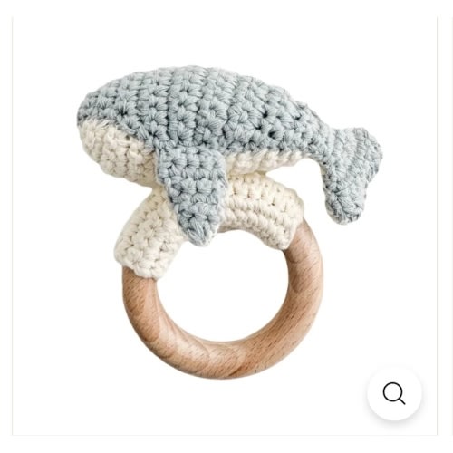 Cotton Crochet Rattle Teether - Whale by The Blueberry Hill – Pacifier Kids Boutique