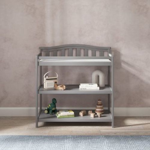 Child Craft Arch Top Infant Changing Table, Water-Resistant Pad and Safety Strap, Anti-Tip Kit Included to Prevent Tipping, Baby Safe Finish
