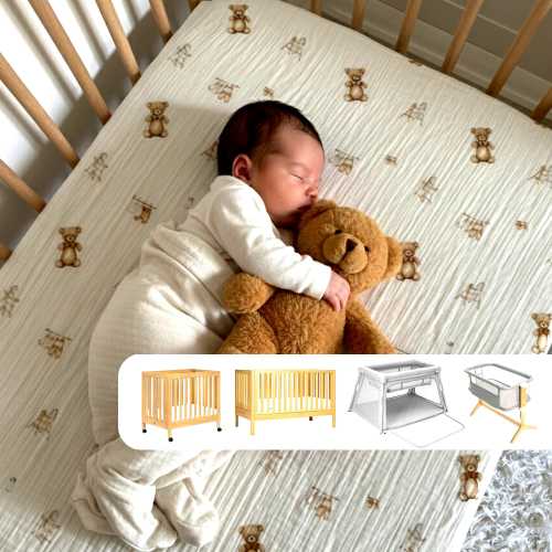 Muslin Sheets for Newton Cribs - Organic Cotton Fitted for Bedside Sleeper, Mini, Travel, Deluxe