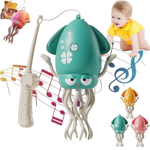 Dancing Octopus Baby Toy, Electric Crawling Octopus Tummy Time Toy, Rechargeable Magic Dancing Music Squid for 3 4 5 6 Year Old Kids Boy Girl Birthday Gifts, Funny Squid for Office Desk Decor