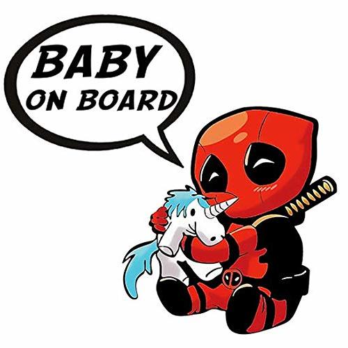 Baby Dead Pool and The Unicorn, Sticker, Baby on Board