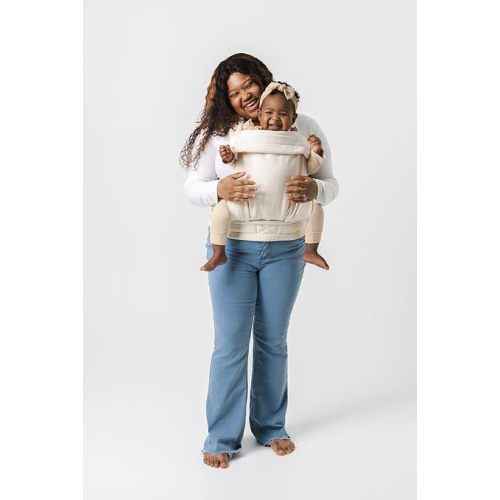 Mabē Monarch Ergonomic Baby Carrier – Premium Cotton Soft Structured Newborn to Toddler Carrier with Hip-Healthy Design, 3 Carry Positions (7-35lbs), Lightweight & Breathable, (Ivory)