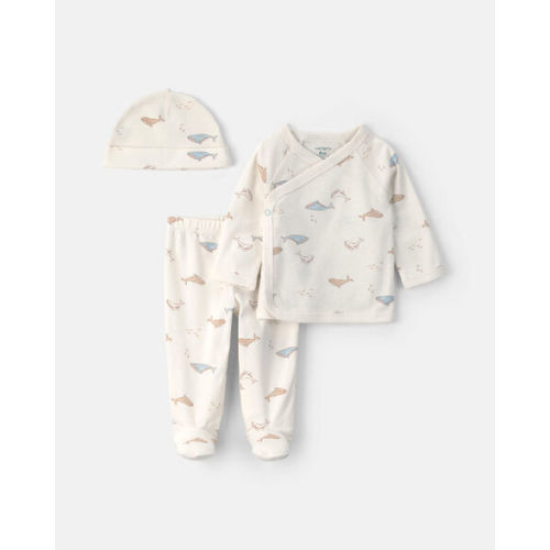 Baby 3-Piece Whale Long-Sleeve Top & Pant Set - Ivory | Carter's