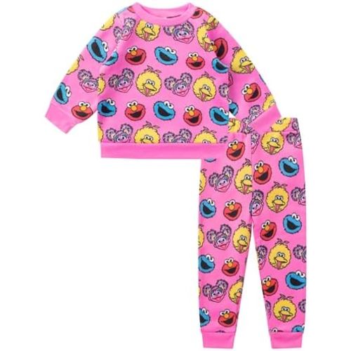 Sesame Street Elmo, Cookie Monster, Big Bird and Abby Cadabby Girls Long Sleeve Shirt and Pants Set for Infant and Toddler