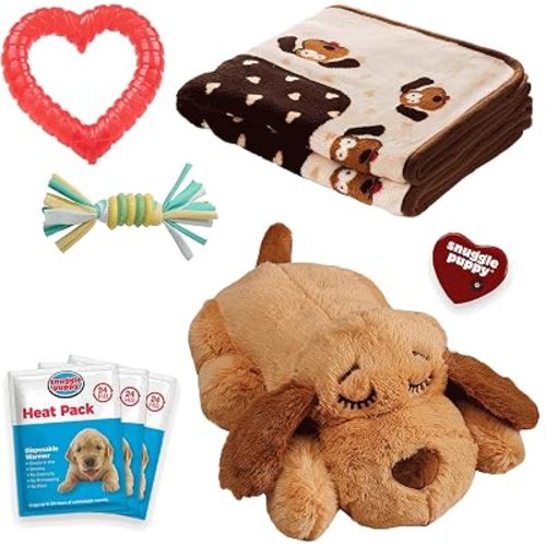 Snuggle Puppy Essentials Starter Kit, Heartbeat Toy & Blanket - Biscuit