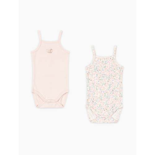 Fio 2 Pack Strap Bodysuit in Prato Fiori/Creole Pink
