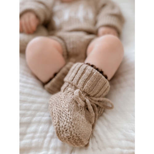 TEXTURED COTTON BOOTIES | BROWN