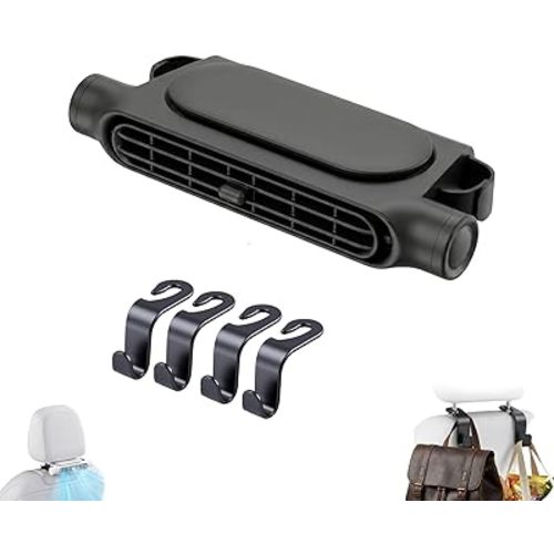 Car Seat Fan for Backseat, Dual Outlet Headrest Cooling Fan with 3 Speeds Forward Backward Airflow, Portable Quiet Car Fan for Driver and Passenger, Fits Cars,SUV Truck RV (1, Black-2)