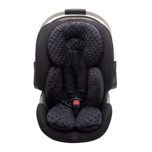 Pro Goleem Infant Car Seat Insert, Baby Head Neck Body Support, Soft Minky Newborn Car Seat Strap Pads, 2-in-1 Reversible, Boys and Girls, Black