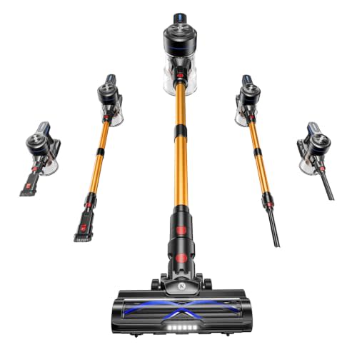 NADALY Cordless Vacuum Cleaner, 580W 50KPa Self-Standing Stick Vacuum with 65-Min Runtime, Anti-Tangle Brush, 1.8L Large Dust Cup, Lightweight Vacuum Cleaners for Home Hardwood Floor Carpet Pet Hair