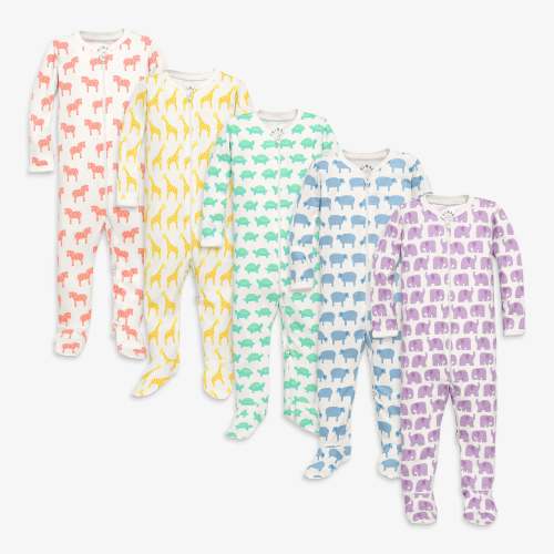 Baby animal friends organic zip footie 5-pack gift set | Primary.com