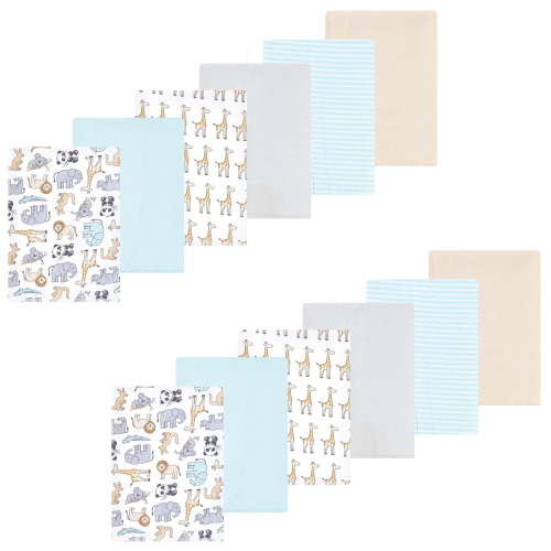 Luvable Friends Hudson Baby Cotton Poly Flannel Burp Cloths 12pk, Kangaroo Pastel, One Size