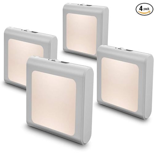MAZ-TEK Plug in Dimmable Led Night Light with Auto Dusk to Dawn Sensor, Soft Warm White Nightlights for Hallway,Bedroom, Kids Room, Kitchen, Stairway, 4 Pack