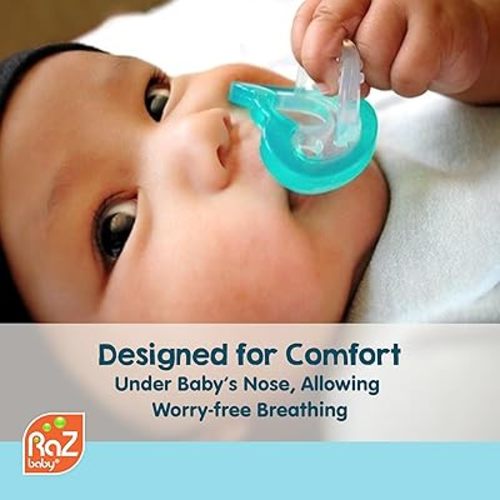 RaZbaby Jollypop Pacifier for Babies 3 Months and Up, USA Made, Natural Shaped Orthodontic Binky, Lovingly Shared in NICUs & Hospitals Worldwide, Medical-Grade 100% BPA-Free - 4 Pack - Teal