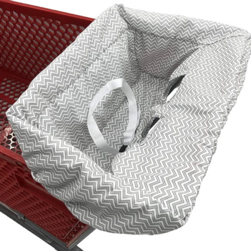 Portable Shopping Cart Cover, High Chair and Grocery Cart Covers for Babies, Kids, Infants & Toddlers, Attached Carry Bag (Gray Chevron)