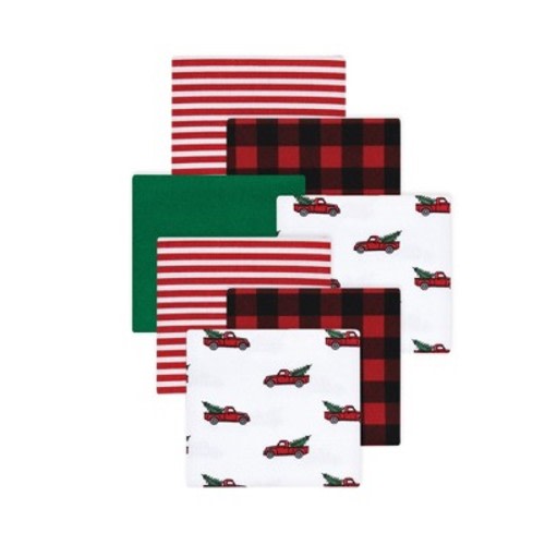 Luvable Friends Hudson Baby Flannel Receiving Blankets 7pk, Christmas Truck Scene