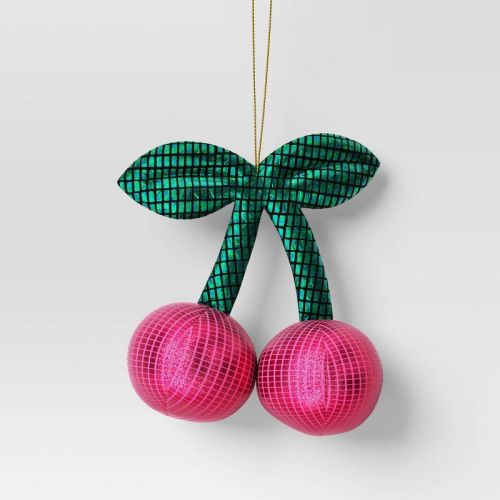3" Christmas Fabric Disco Cherries Ornament - Wondershop™