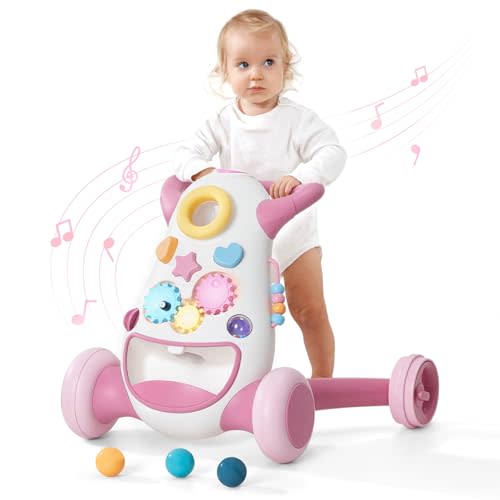 KÜB Montessori Baby Walker - Interactive Push Toy for Toddlers Learning to Walk with Soft Music & Lights, Adjustable Speed & Non-Slip Wheels, Educational Activity Center
