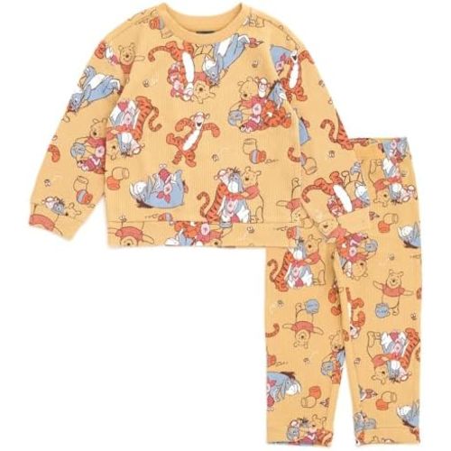 Disney Winnie the Pooh Waffle Knit T-Shirt and Pants Outfit Set Newborn to Little Kid Sizes (Newborn - 5)