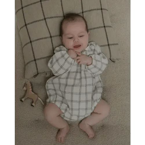 Navy Window Check Bodysuit | Organic Zoo