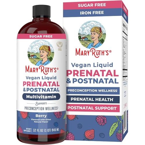 MARYRUTH'S Postnatal & Prenatal Liquid Multivitamin for Women | Selenium | Folate | Healthy Fetal Development | Prenatal Vitamins | Vegan | Non-GMO | Sugar Free | Gluten Free | 32 oz