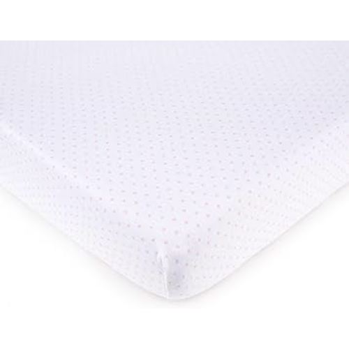 SheetWorld Fitted Pack N Play Playard Sheet Compatible with Maxi COSI Swift Play Yard 31 x 39 inches, 100% Cotton Jersey, Hypoallergenic, Butter Soft, Pink Pindot, Made in USA