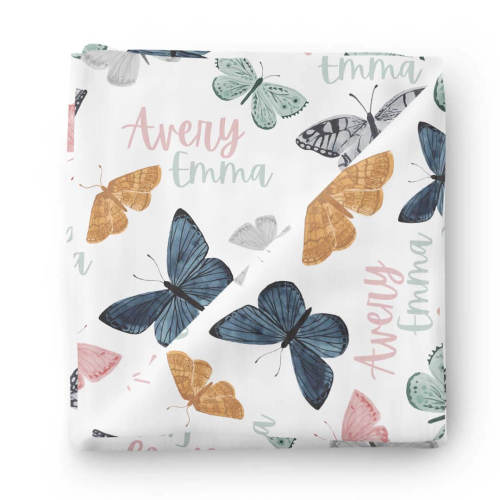 Bentleys Butterfly Personalized Baby Name Swaddle Blanket