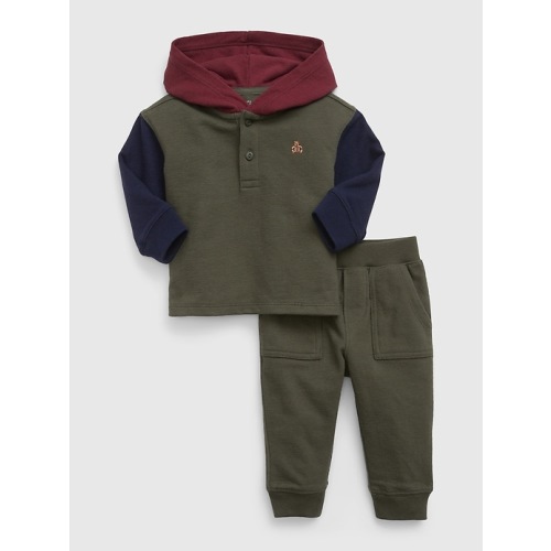 Baby Colorblock Henley Sweat Set in multi, size: 0-3 M