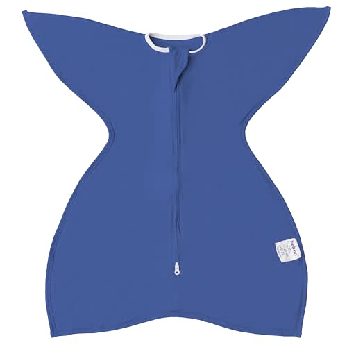 bebon Transition Swaddle - Baby Wearable Blanket - Cozy Sleep Sack, Wrap with 2-Way Zipper - 95% Bamboo Viscose, 5% Spandex (Navy Nightfall, Medium 6-12 Month_)