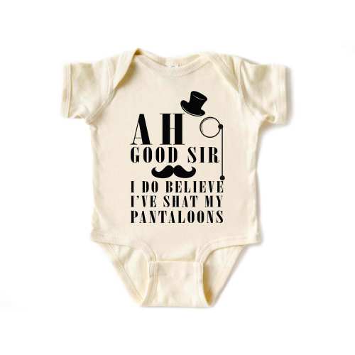 Funny Baby Pantaloon Onesie, Ah Good Sir Bodysuit, Baby Shower Gift