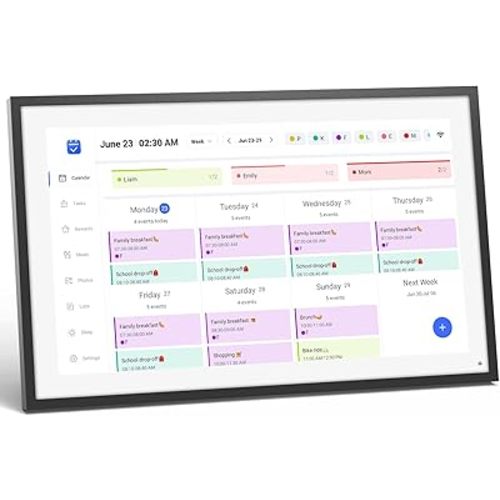 LOOFII 15.6 Inch Smart Digital Calendar – HD Touchscreen Family Planner & Calendar with Chore Chart & Meal Planner (Black White)