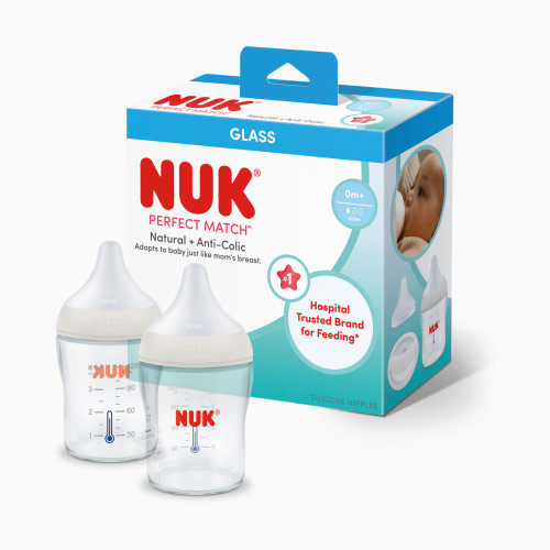 NUK Perfect Match Glass Bottle (2 Pack) - 4 Oz, 2