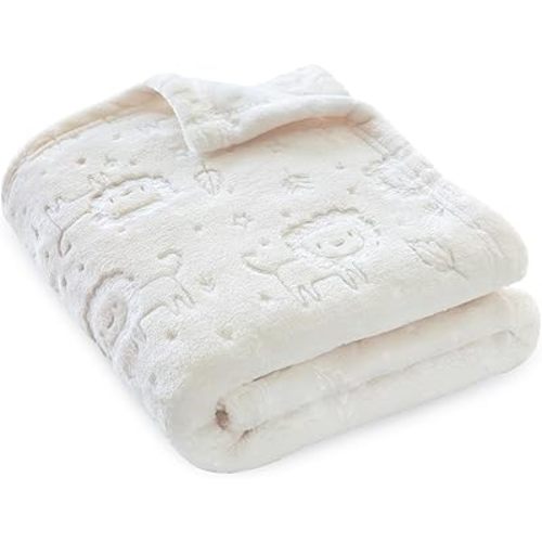 BORITAR Fleece Baby Blanket 3D Animal Blanket, Ultra Soft Fluffy Baby Blankets for Boys Girls, Cozy Infant Toddler Newborn Receiving Blankets for Crib Stroller (30x40 Inches, Cream)