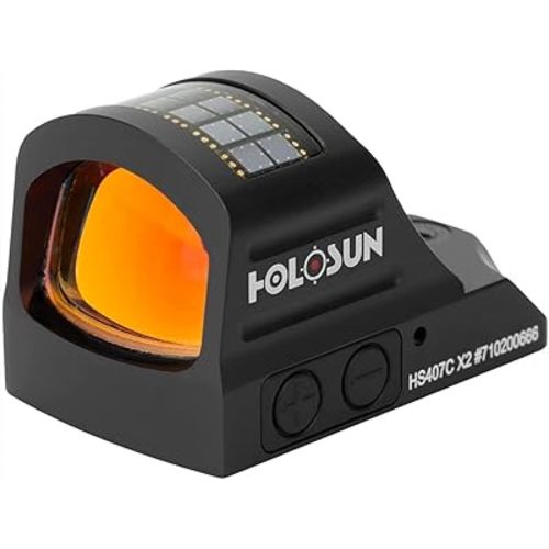 HOLOSUN 407C/507C-X2 Series, 2 MOA Dot, 32 MOA Circle Dot Options, 7075 Aluminum, Open, Solar, Shake Awake, RMR Footprint (Red, Green Reticle) (Black, Burnt Bronze)