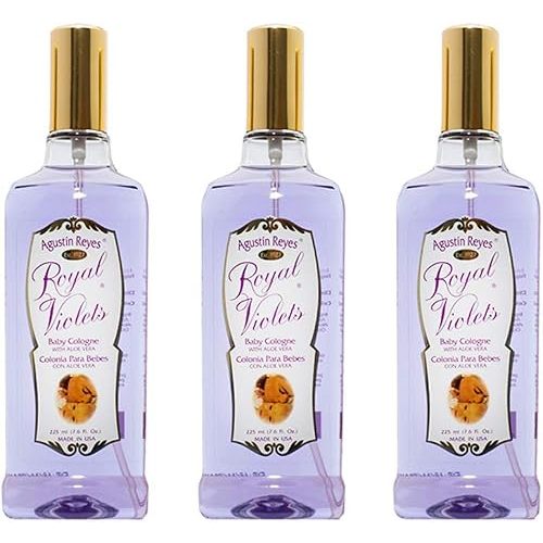 Royal Violets Colonia para bebé. Fragancia limpia, suave y duradera. Con aloe vera. 7.6 fl oz/7.6 fl oz. Paquete de 3