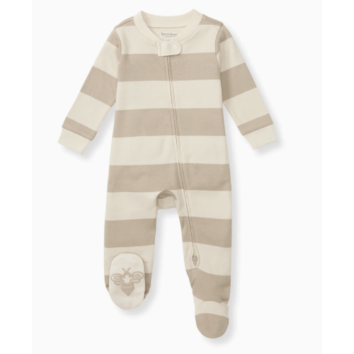 Mommy & Me rugby stripe organic cotton sleep & Play - oat 3-6m