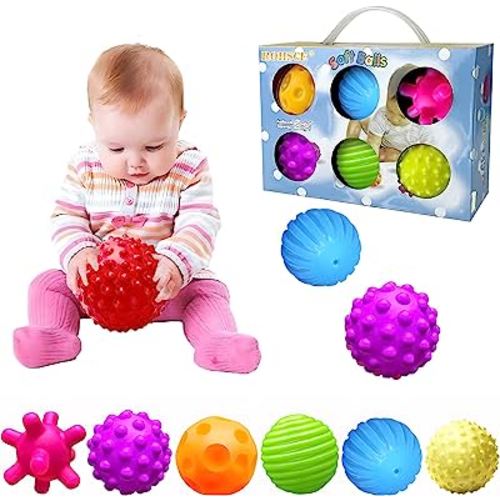 Infant Sensory Ball Set -Bright Colorful Sensory Toys for Babies Explore Texture with Delightful Massage Soft Balls,Baby Ball Toy for Babies 6-12 Months 6 PCS