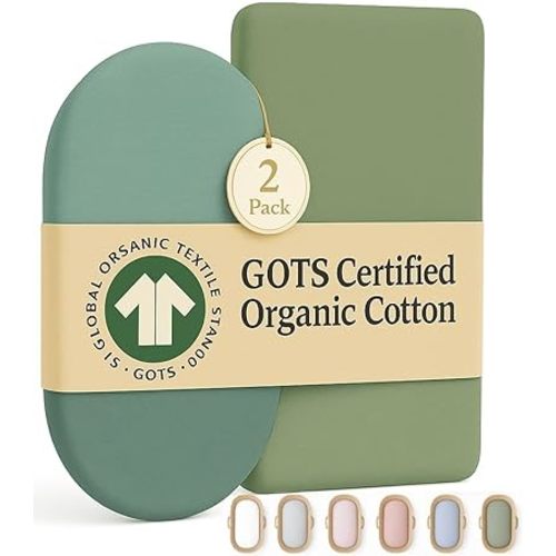 SNOO Compatible GOTS Organic Bassinet Sheets - Aegean Heritage Turkish Cotton 200 GSM - Feel The Quality at First Touch - Halo Bassinet / 100% Cotton SNOO Smart Sleeper Mattress (2 Pack) Boy & Girl